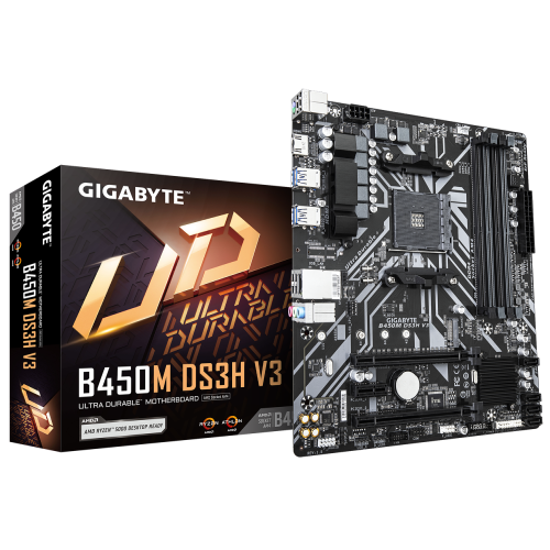 Gigabyte GA-B450M-DS3H V3 Socket Am4 Ddr4 Motherboard
