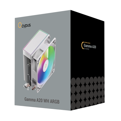 Ocypus Gamma A20 ARGB Dual Heat Pipes, 92mm Fan Small-Tower Air Cooler with ARGB Lighting (White)