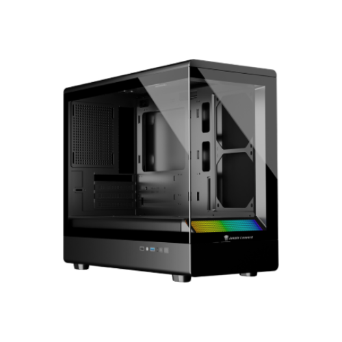 Jungle Leopard MS-01 Micro ATX Gaming – Tempered Glass, Liquid Cooling Support, Magnetic Dust Filters (Black)